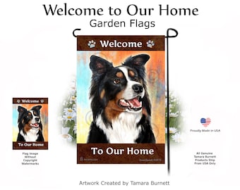 Border Collie Tri - Bandera de bienvenida a nuestro jardín