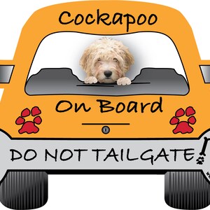 Cockapoo Blond Do Not Tailgate farbiger Automagnet - verpackt von Menschen mit Behinderungen