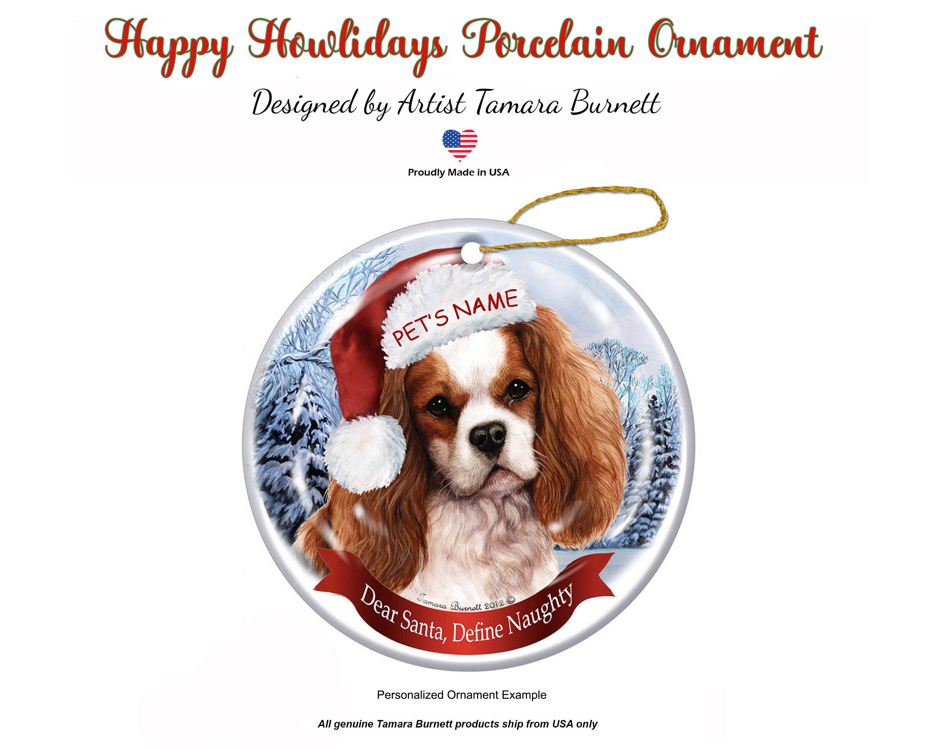 Black and Tan Cavalier King Charles Spaniel Dog Santa Hat Ornament Porcelain Black and Tan Cavalier King Charles Spaniel Dog Santa Hat Ornament Porcelain