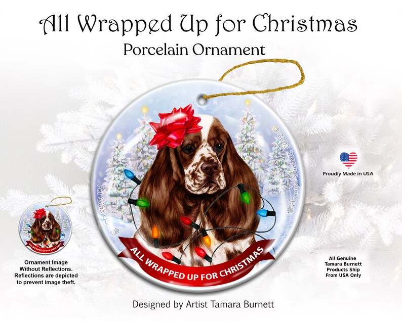 Cocker Spaniel Chocolate Parti All Wrapped up for Christmas Ornament Etsy
