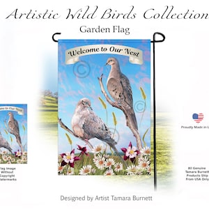 Mourning Doves - Welcome to our Nest Garden Flag