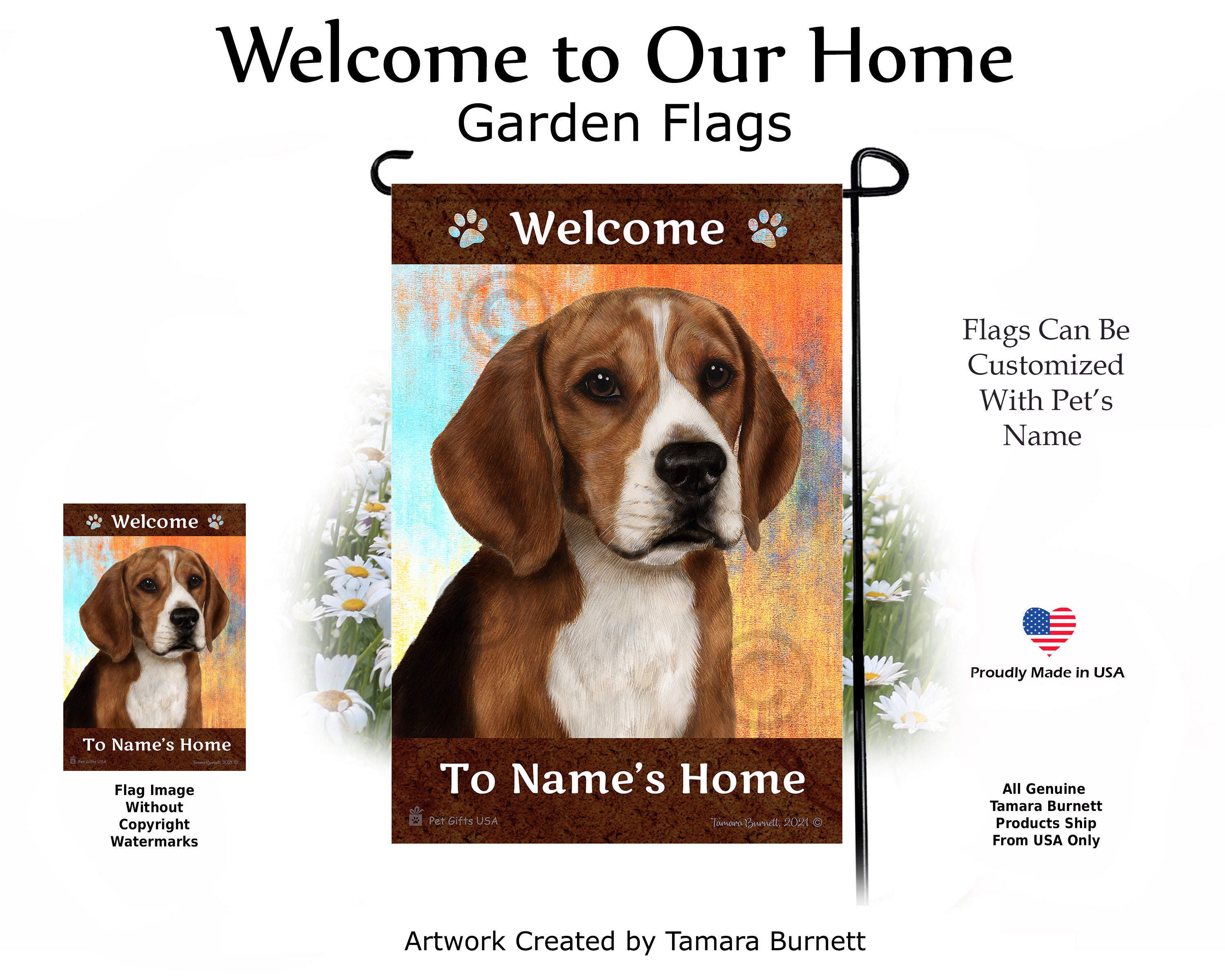 Beagle Welcome to Our Home Garden Flag - Personalizable - Etsy