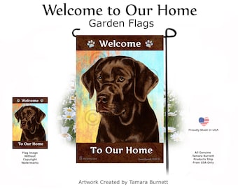 Labrador Retriever Engelse chocolade - Welcome To Our Home Garden Vlag