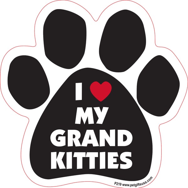 I (Heart) My Grand Kitties Paw Shaped Car Magnet - Packaged By Persons with Disabilities