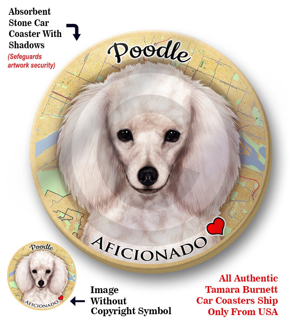 TOMASLINK Poodle Ceramic Car Cup Coasters - 2 Pack, Absorbent, For Dog Lovers, Memorial Gift