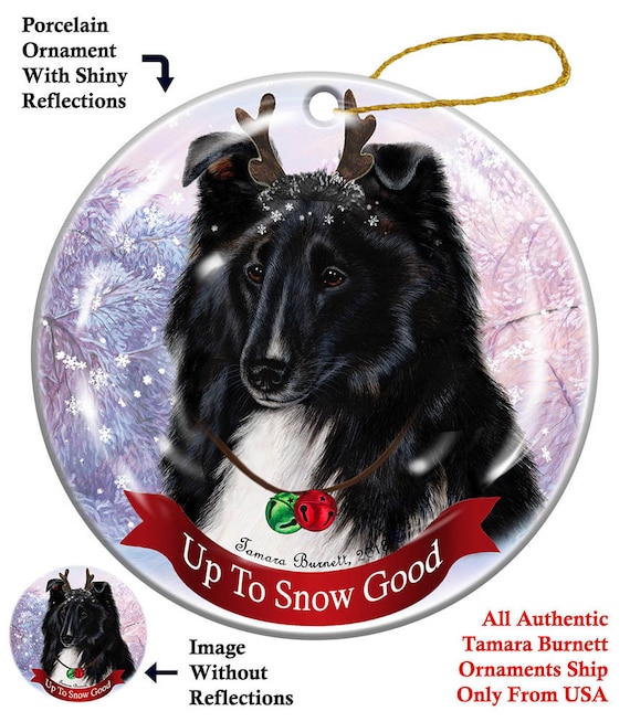 Holiday Seasons Puppy Dog Cute Schipperke Round Porcelain Ornament