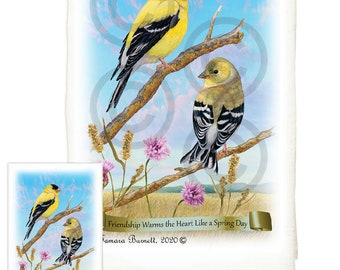 Torchon de cuisine en sac de farine de chardonneret jaune