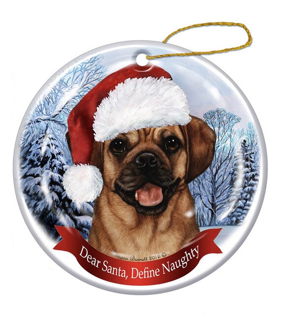 Holiday Pet Gifts Bull Mastiff Santa Hat Dog Porcelain Christmas Tree Ornament Pet Gifts USA