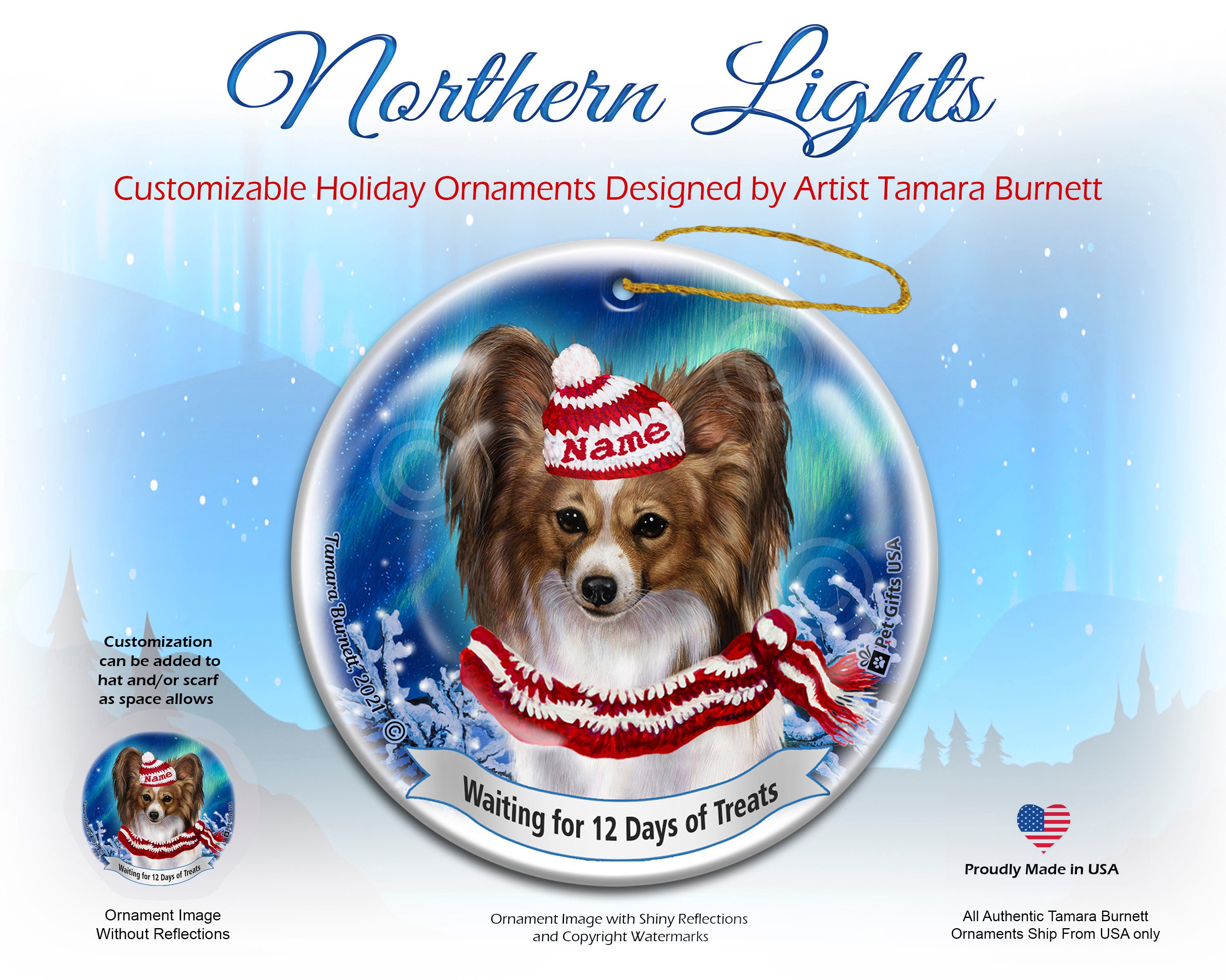 Northern Lights Papillon Sable & White Pet Gift Personalized - Etsy Northern Lights Papillon Sable & White Pet Gift Personalized - Etsy