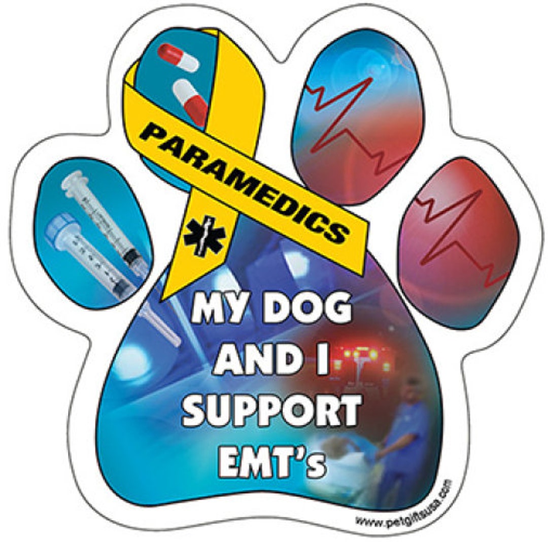 Ems Paws My Dog and I Support Emt's Paw Shaped Magnet - Etsy