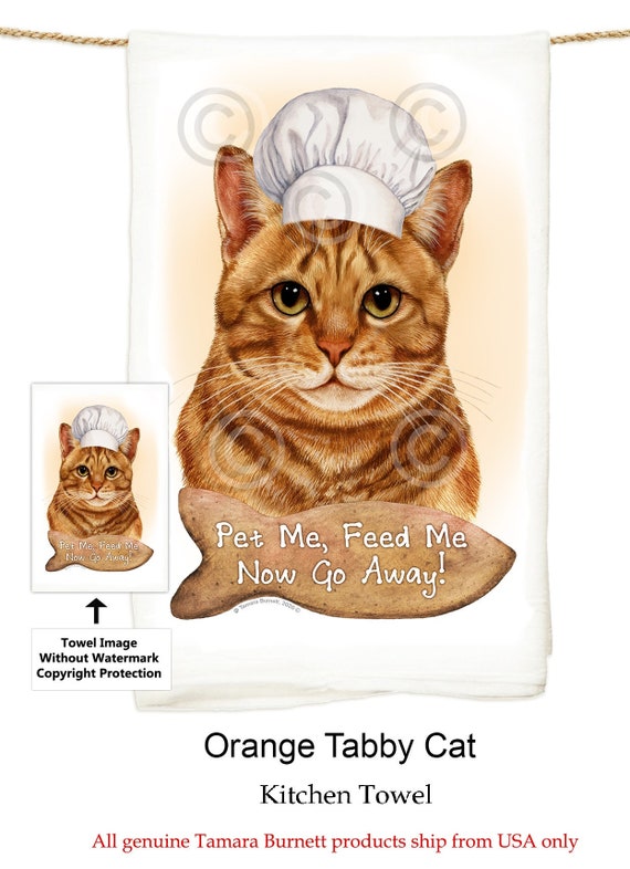 Orange Tabby Cat Flour Sack Kitchen Towel 