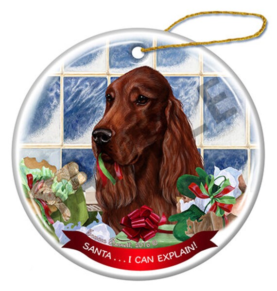 Irish Setter Porcelain Hanging Ornament Pet Gift 'Santa.. Etsy