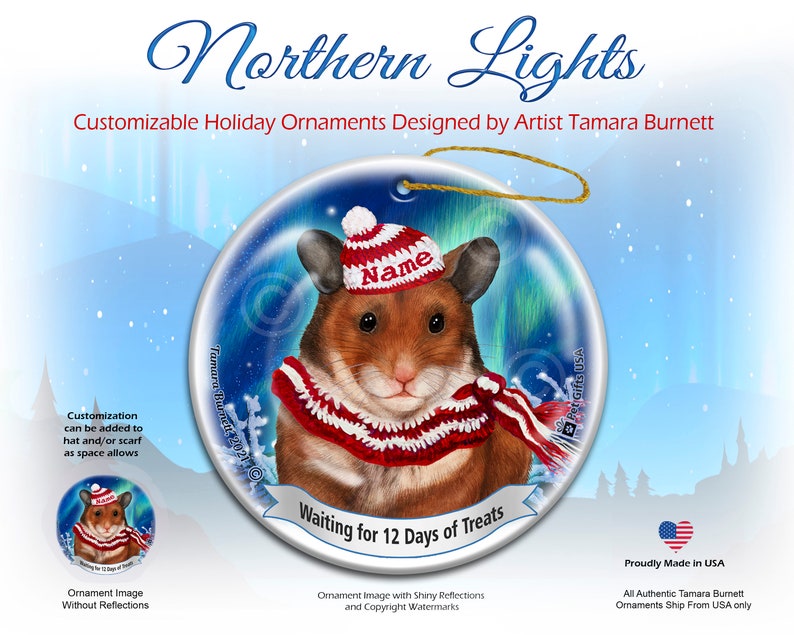 Hamster Northern Lights Christmas Ornament Etsy