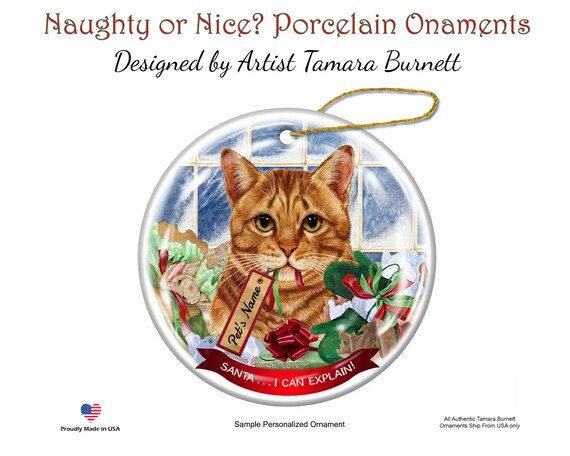 Orange Tabby Cat Santa I Can Explain Christmas Ornament