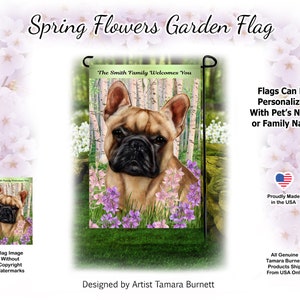 Französische Bulldogge Rehkitz Frühling Design Garten Fahne