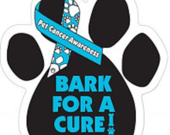 Bark For A Cure Pet Cancer Paw Shaped Magnet - Packaged By Persons with Disabilities