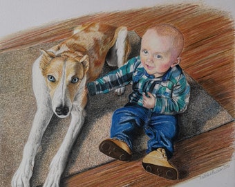Large colour drawing of loved ones and pets