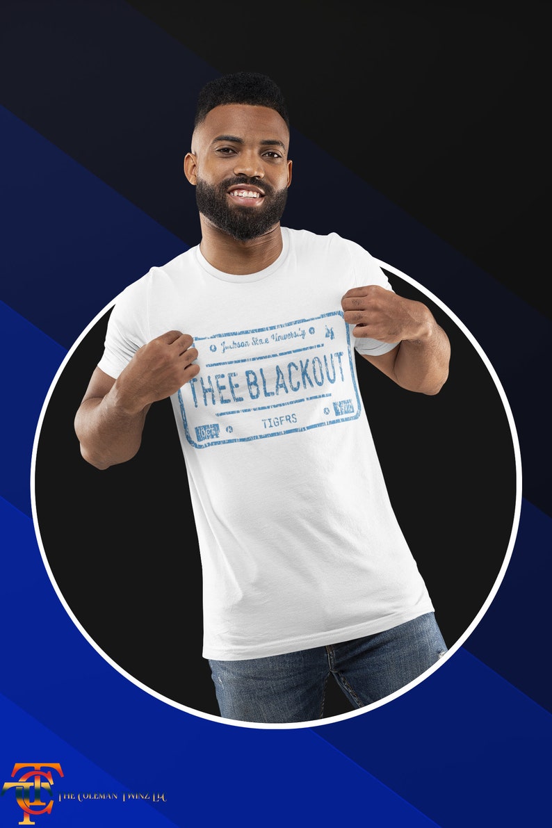 Jackson State University Unisex Short Sleeve Thee Blackout Short Sleeve T-Shirt Jackson State T-Shirt Jackson State Apparel White