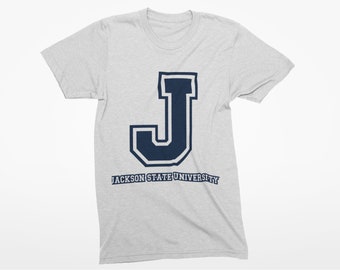 Jackson State University Tigers Blue and White J Short Sleeve T-Shirt | JSU Tigers | Short Sleeve Tee | JSU Tigers | Jackson State