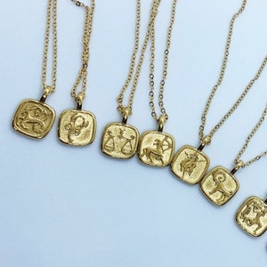 Zodiac Gold Pendant Necklace • Zodiac Jewellery • Dainty Necklace • Layering necklace