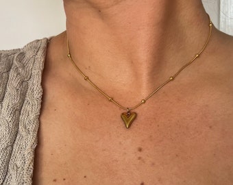 Petit collier coeur - Collier waterproof - Collier coeur en plaqué or - Collier coeur en or - Collier coeur en acier inoxydable