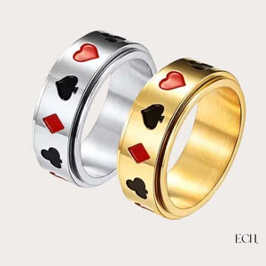 Men&#39;s Stainless Steel Fidget Ring: Gold & Silver Anxiety Jewelry
