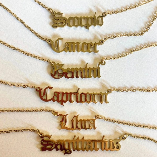 Zodiac Necklace • Gold and silver • Gemini Scorpio Pisces Sagittarius Aquarius Capricorn Cancer Taurus Aries Gemini Leo Libra