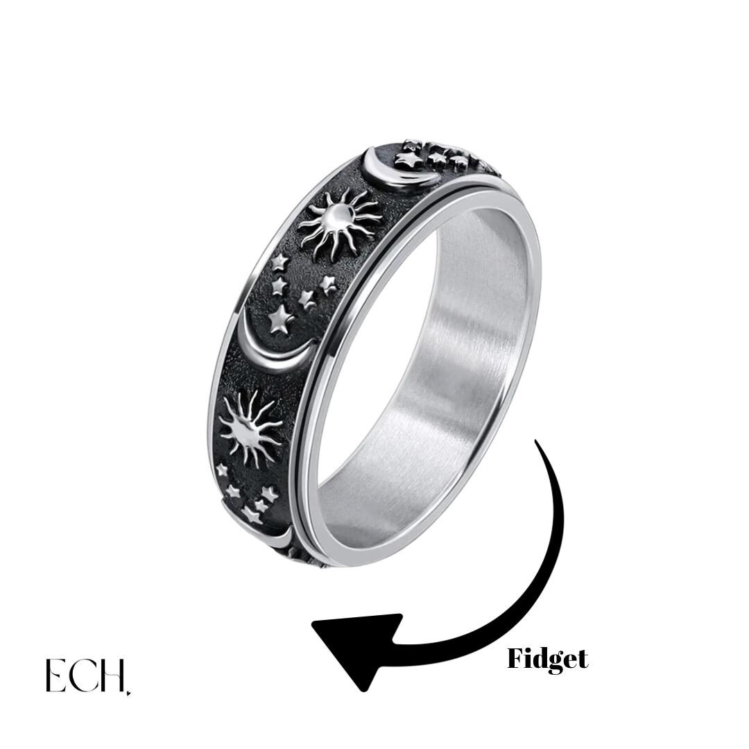 Sun & Moon Fidget Ring: Stainless Steel Anxiety Ring - Etsy