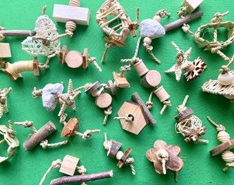 3er- oder 5er-Set Wurfspielzeug für Kleintiere: Seegras, Holz, Rattan usw. – Gegen Langeweile bei Kaninchen, Chinchillas, Ratten und Meerschweinchen.