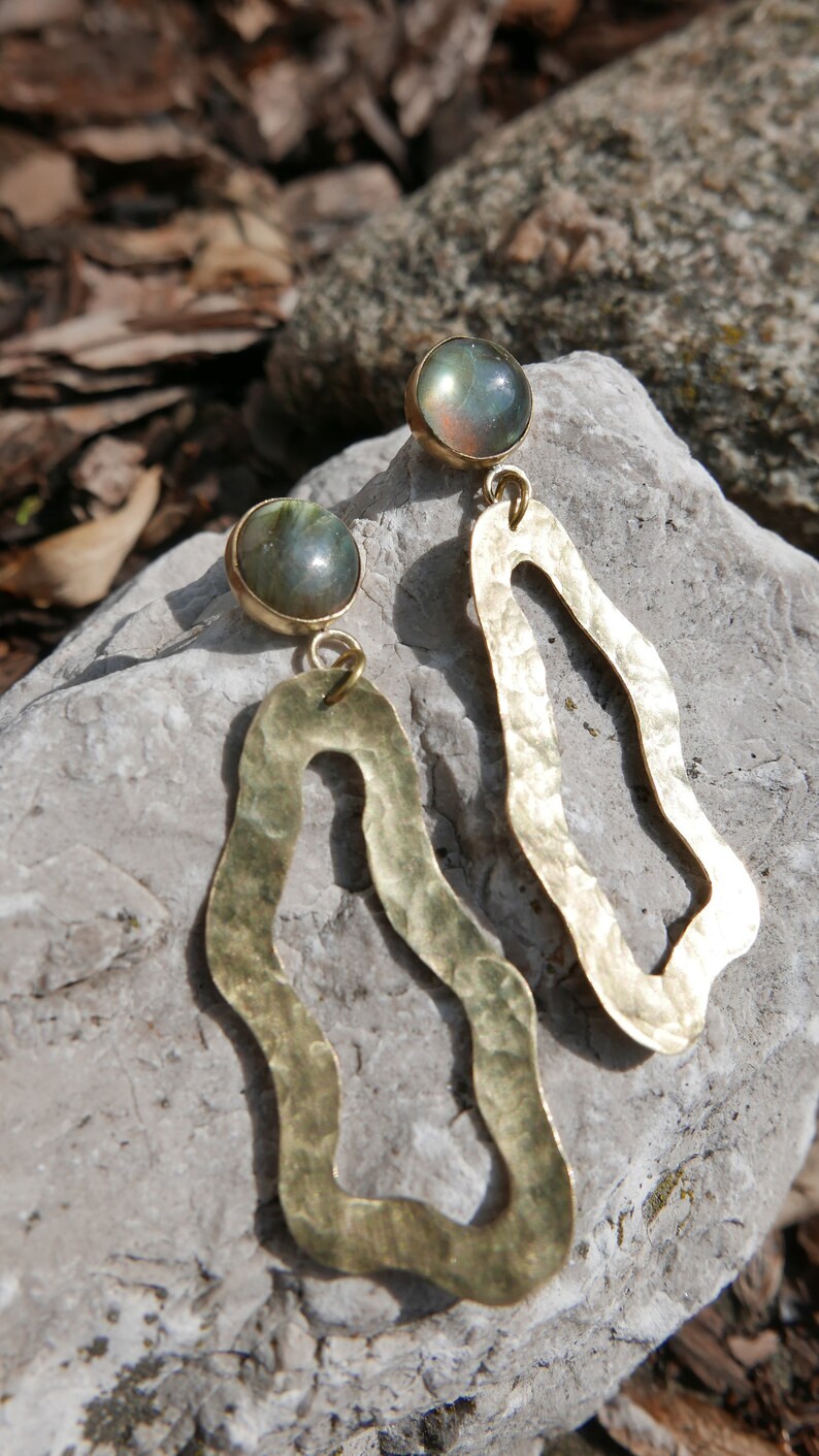 Handmade Bohemian Labradorite Earrings Labradorite Jewelry