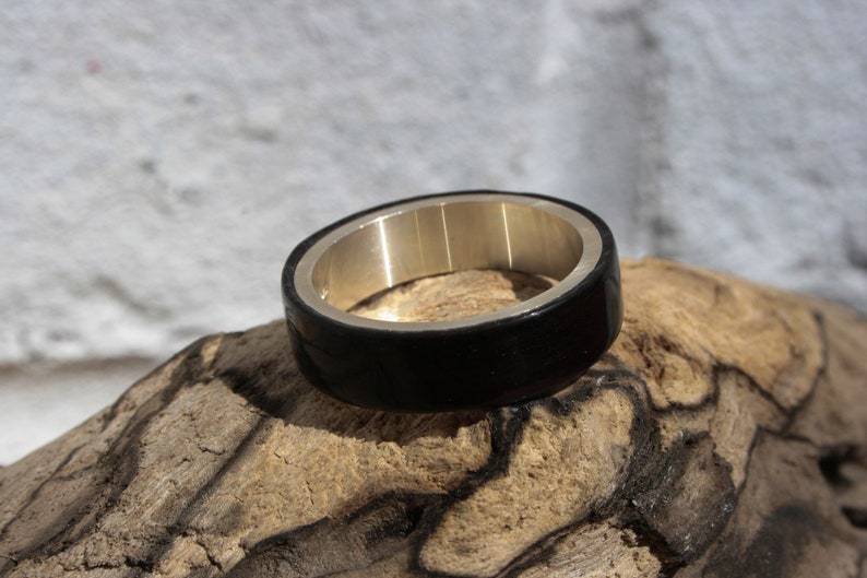EcoFriendly Silver and Bog Oak Ring Band / Wedding Band Etsy