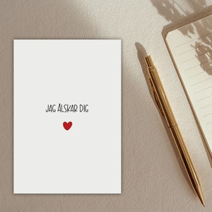 Cartão postal “Love”, Jag Älskar Dig, Suécia, Sueco, Escandinávia, cartão, cartão de felicitações, eu te amo, relacionamento, parceria