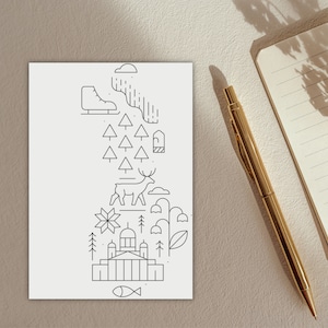 Postkarte “Schweden”, Fika, Schweden, Schwedisch, Skandinavien, Karte, Grußkarte, Tee, Kaffee, Wald, Natur, Midsommar