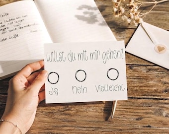 Postkarte „Willst du mit mir gehen?“ – Nostalgische Grußkarte zum Ankreuzen, Geschenk für Lieblingsmenschen, Kollektion Worte mit Herz