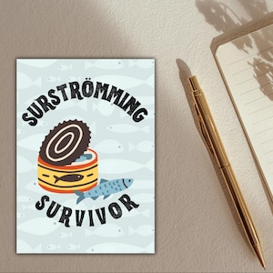 Postkarte “Surströmming”, Fisch, Schweden, Schwedisch, Skandinavien, Karte, Postkarte, Stinkefisch, Survivor
