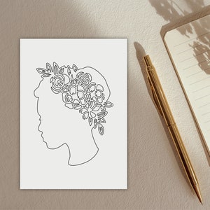 Postal "Flower Girl", Fika, Suecia, Sueco, Escandinavia, tarjeta, tarjeta de felicitación, flores, corona floral