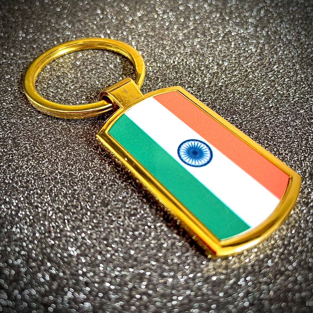 India Flag Gold Plated Key Ring Car House Bike Key Chain Etsy