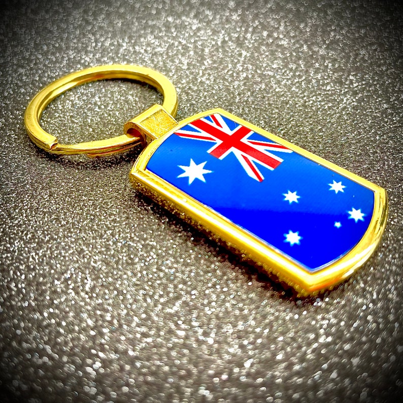 Australian Flag Gold Plated Key Ring Accessory Trendy Key Etsy