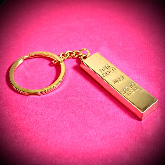 Gold Plated Gold Bar Key Ring Accessory Sports Car Key Chain Etsy