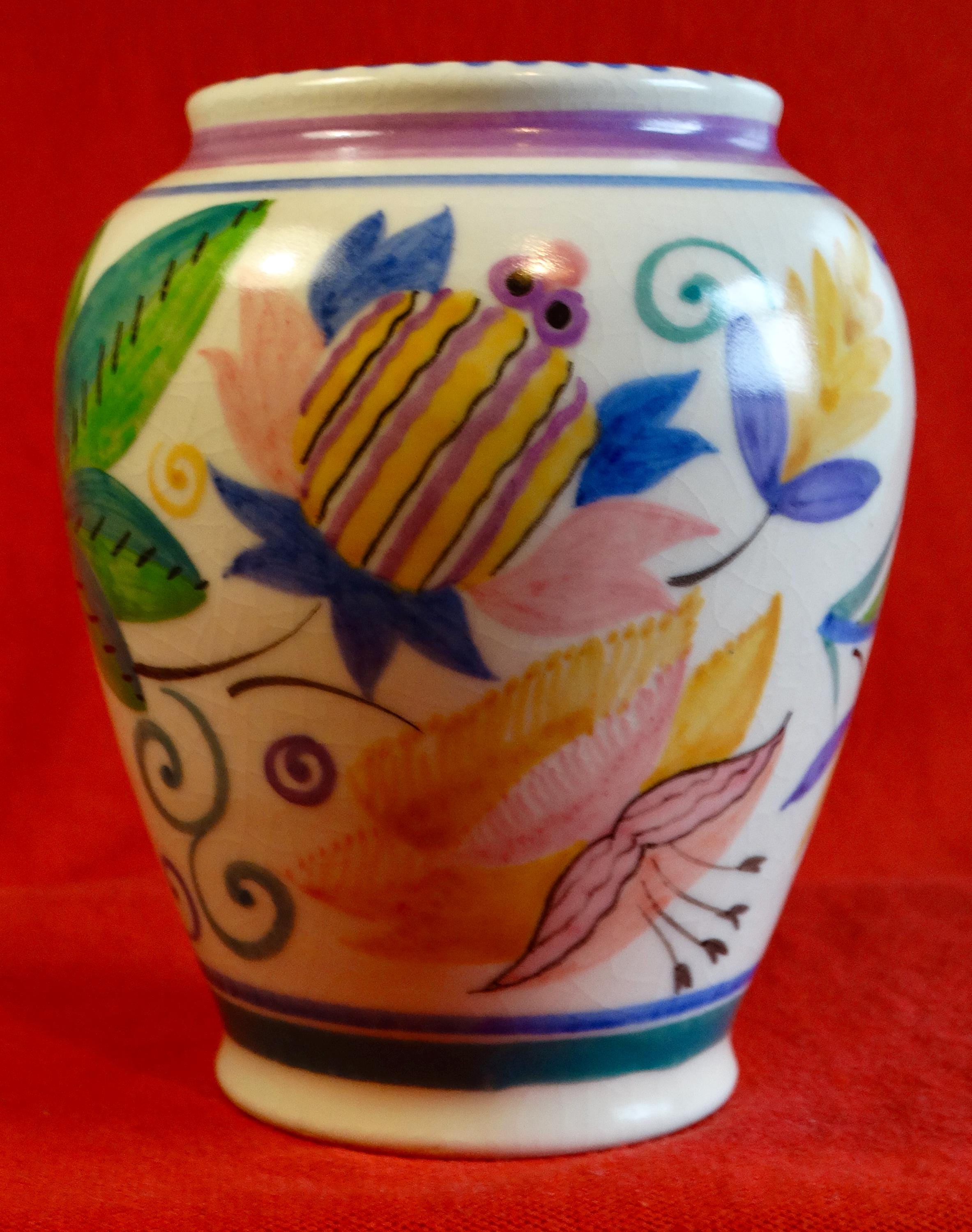 Vase EXODE En émail Vivant De Poole Pottery - 18 Cm - Lave émaillée Vintage - Milieu Du XXe Siècle