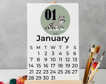 Kalender 2024 Tischkalender mit Staffelei aus Holz A6 A5 A4 Größe Büro Schreibtisch verschiedene Tiere für jeden Monat Kalender Weihnachten Geschenkideen