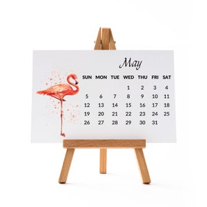 Calendrier Calendrier 2025 avec chevalet en bois A6 A5 A4, calendrier de bureau, aquarelle, animaux sauvages, janv. à déc.