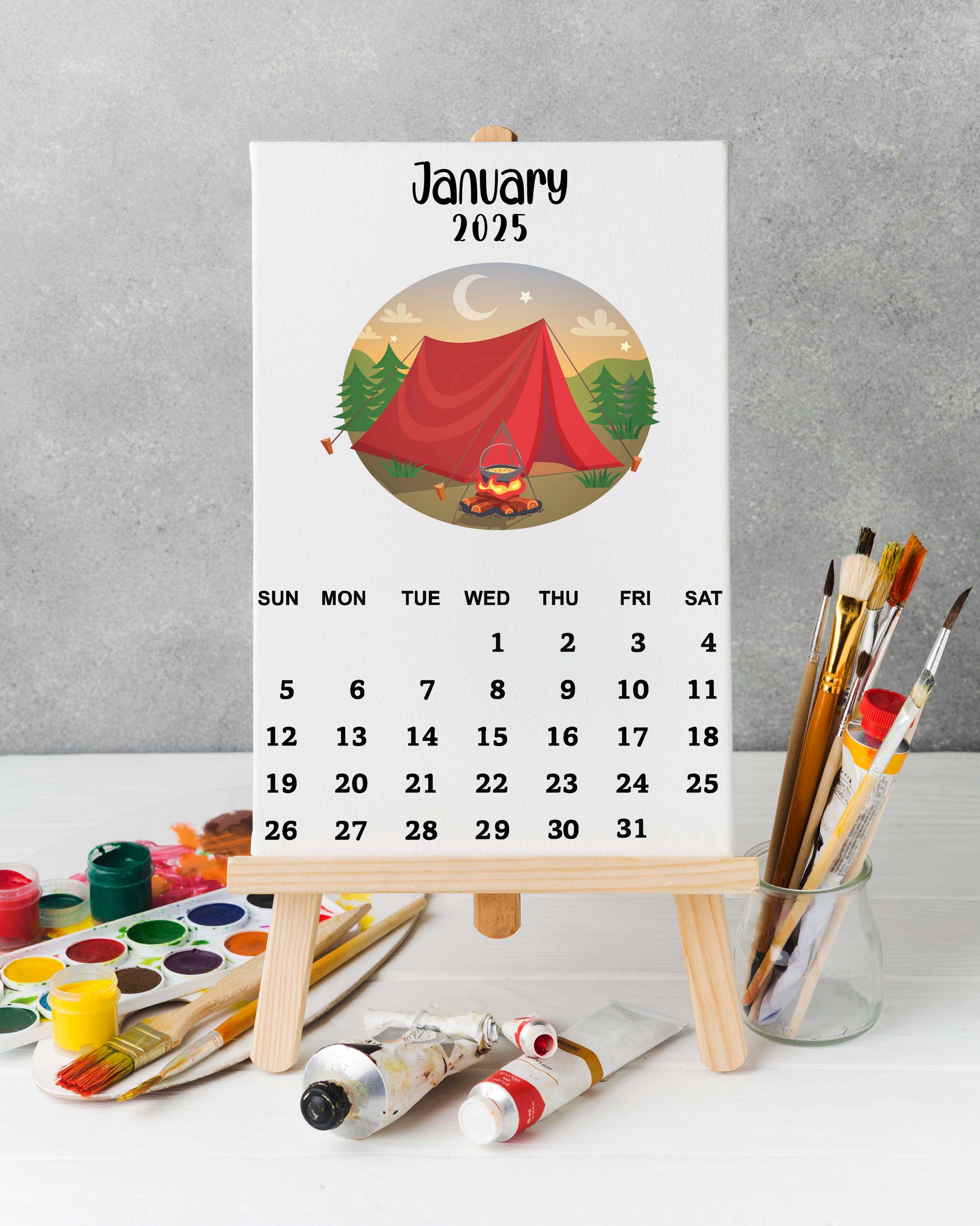 2025-2027 Desk Calendar – 21 Months, Large 17x12 Inch, Floral Design For Home Or Office