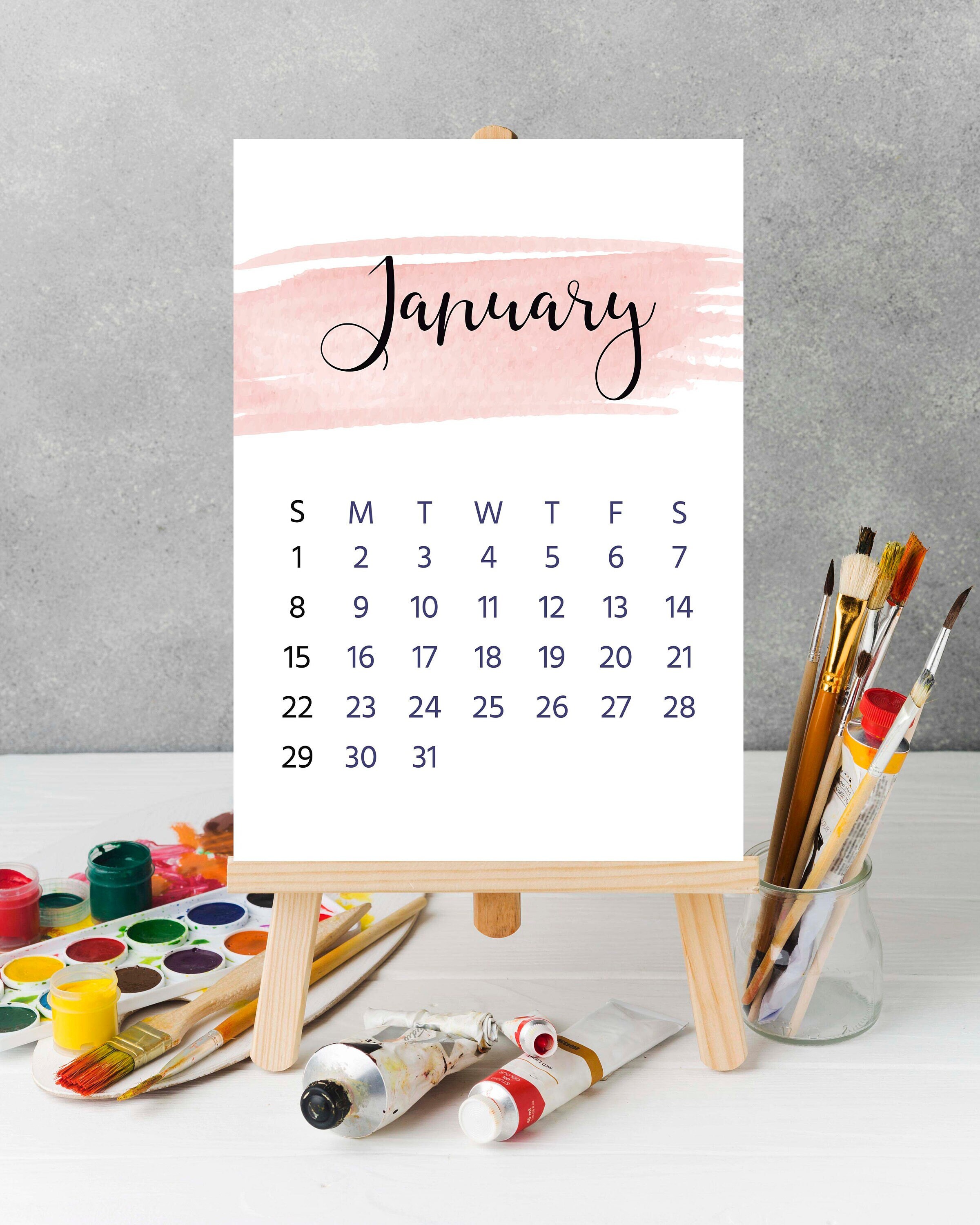 Calendar 2023 Desk Calendar With Wooden Easel Stand A6/A5 Size - Etsy