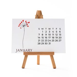 Calendario 2025 Calendario da tavolo con supporto in legno A6/A5 Formato A4 Scrivania da ufficio diversi tipi di fiori per ogni mese Idee regalo di Natale