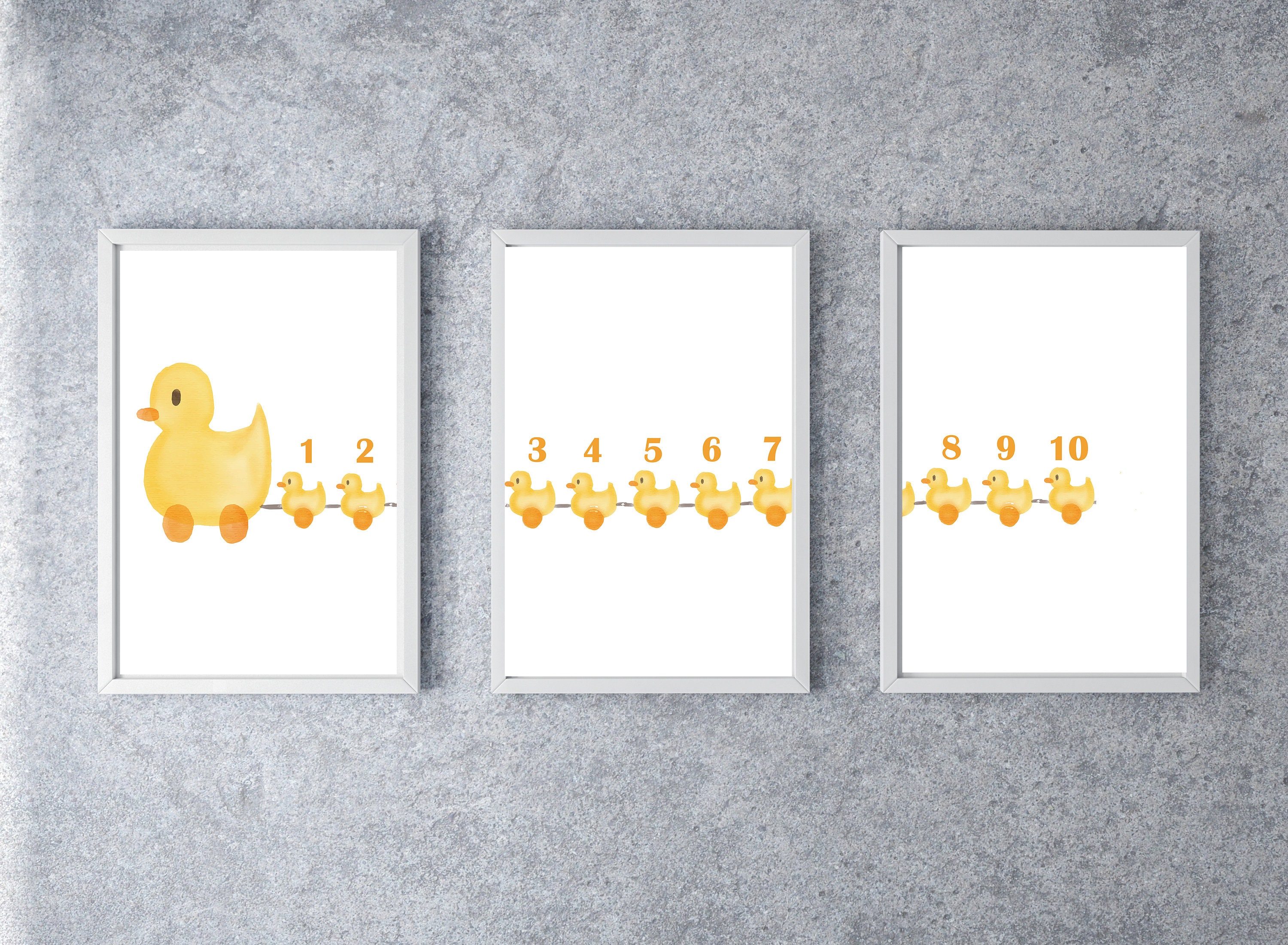 Ducks Number Prints Set of 3 Children's Wall Art Prints Etsy