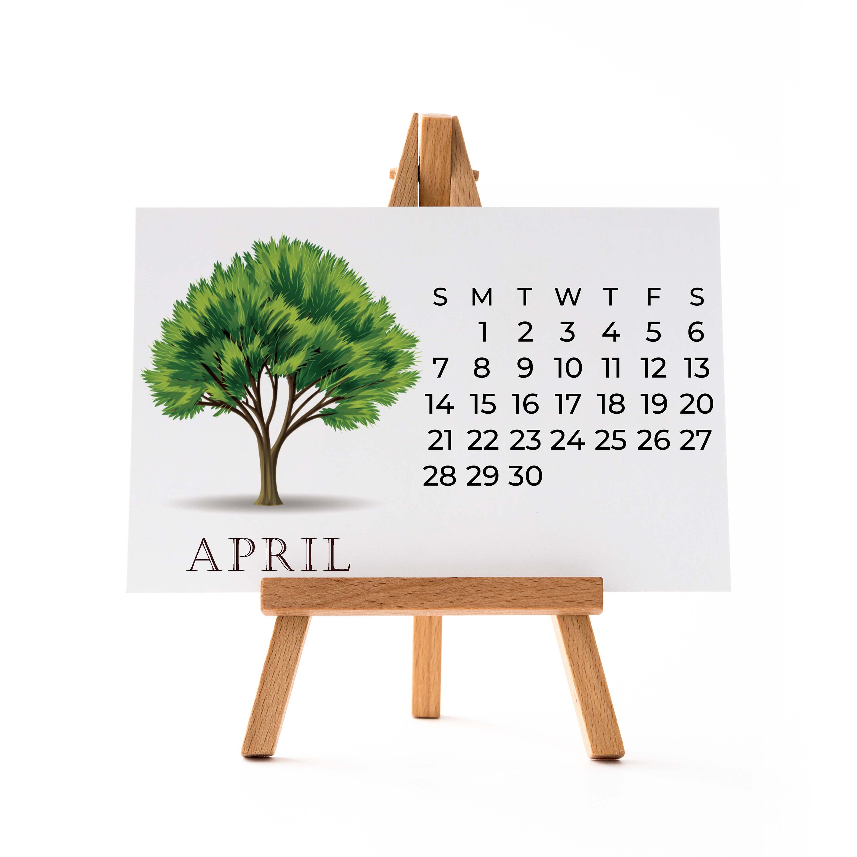 Calendar 2024 Desk Calendar With Wooden Easel Stand A6/A5 A4 Size Office  Desk Different Types of Trees on Each Month Christmas Gift Ideas - Etsy