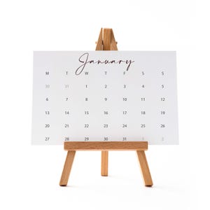 Calendar 2025 Desk Calendar with wooden Easel Stand A6/A5/A4 size Office Desk with elegant style calendar on each Month to View Gift ideas