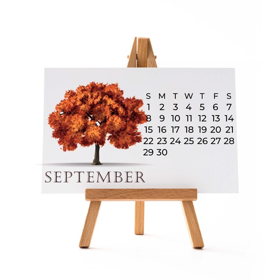 Calendar 2024 Desk Calendar With Wooden Easel Stand A6/A5 A4 Size Office  Desk Different Types of Trees on Each Month Christmas Gift Ideas - Etsy