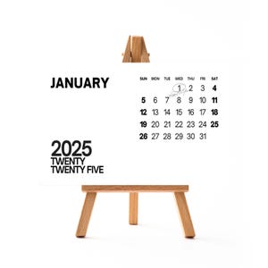 Calendar 2025 Desk Calendar with wooden Easel Stand A6 A5 A4 size Office Desk Calendar Plain and simple design calendar Christmas Gift Ideas